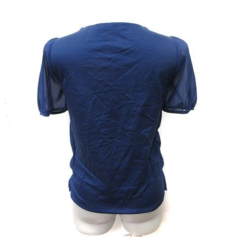 アナイ ANAYI シフォンブラウス 半袖 切替 シフォン 38 M 紺 ネイビー