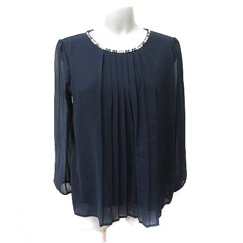 美品アナイANAYIシフォンプリーツカットソープルオーバーブラウスネイビー38 ANAYI - 美品アナイANAYIシフォンプリーツカットソープルオーバー