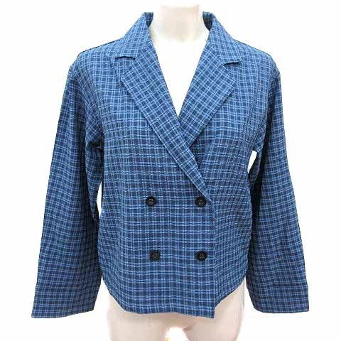 MOUSSY（マウジー） テーラードジャケット ダブル チェック 長袖 F 青