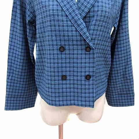 MOUSSY チェック柄 テーラードジャケット MOUSSY（マウジー） テーラードジャケット ダブル チェック 長袖 F 青