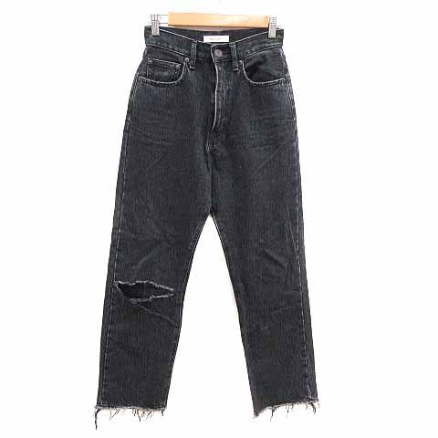 MOUSSY（マウジー） デニムパンツ ジーンズ ダメージ加工 24 S 黒