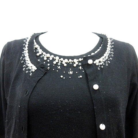 イネド INED アンサンブルニット カーディガン 長袖 半袖 黒 9 INED - イネド INED アンサンブルニット カーディガン 長袖 半袖 黒 9
