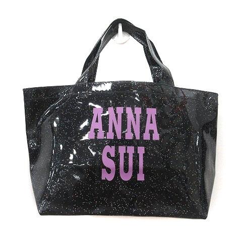 ANNA SUI アナスイ トートバッグ エナメル ラメ プリント 黒