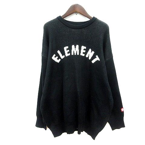 エレメント ELEMENT ニット セーター 総柄 長袖 F 黒 ブラック /MN 