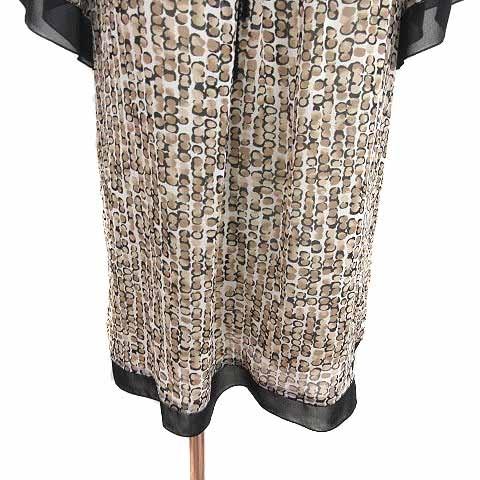 トランスワーク TRANS WORK ブラウス ボウタイ シフォン 総柄 半袖 38