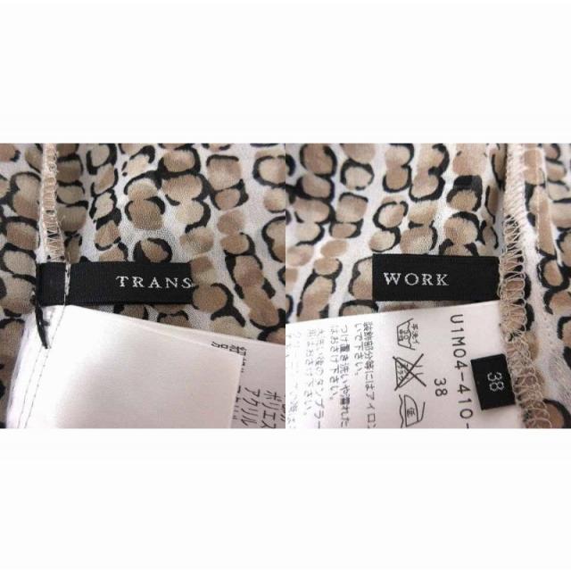トランスワーク TRANS WORK ブラウス ボウタイ シフォン 総柄 半袖 38