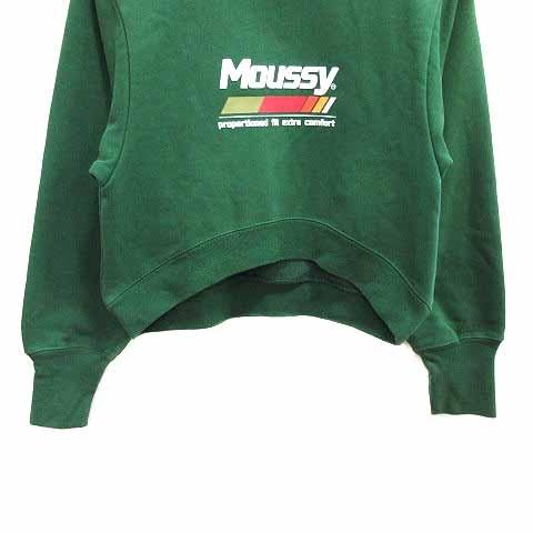 MOUSSY（マウジー） トレーナー ショート丈 裏起毛 ロゴプリント 長袖