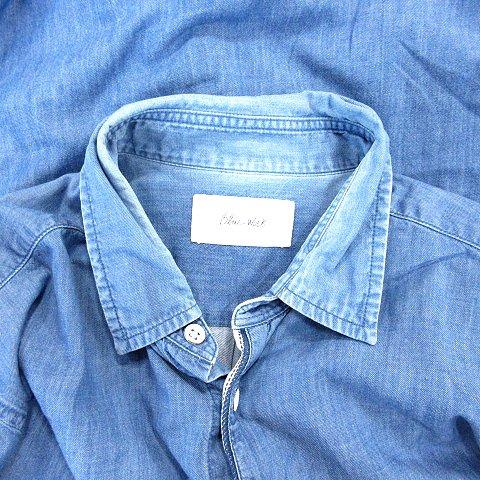 ブルーワーク BLUE WORK シャンブレーシャツ ステンカラー 長袖 1 S 青