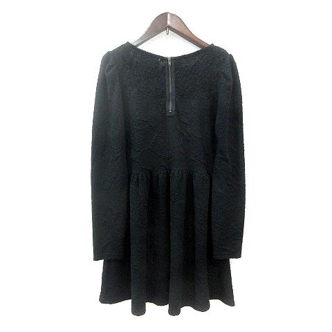 黒いレースミニワンピース 長袖 ハイネックレースミニワンピース ミニ丈 膝上丈 秋冬 結婚式 演奏会