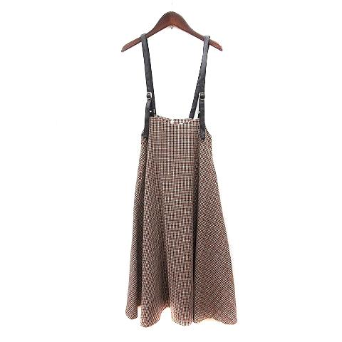 ノエラ Noela フレアスカート ロング 千鳥格子 サスペンダー F 茶 