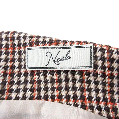 ノエラ Noela フレアスカート ロング 千鳥格子 サスペンダー F 茶 