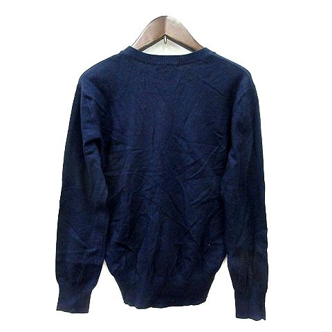 23区 オンワード樫山 ニット カットソー 44 紺 長袖 パール装飾 23区（ニジュウサンク） オンワード樫山 ニット カットソー Vネック