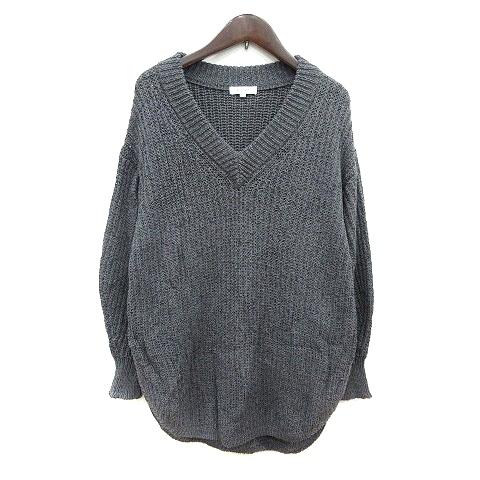 プラステ PLST ニット セーター Vネック 長袖 M グレー /MN レディース