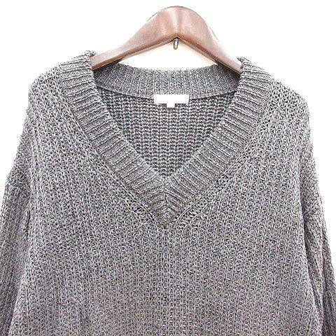 プラステ PLST ニット セーター Vネック 長袖 M グレー /MN レディース