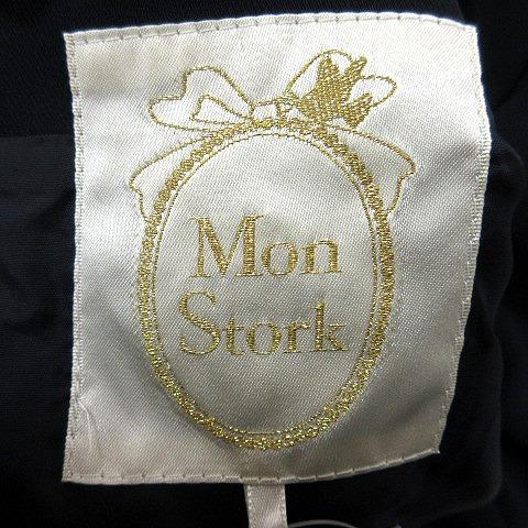 モンストーク MON STORK ワンピース タイト ひざ丈 半袖 0 紺 ネイビー 