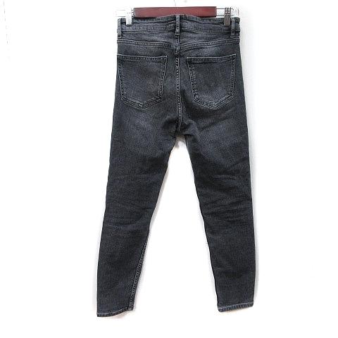ZARA（ザラ） スキニーパンツ カラーデニム ダメージ加工 黒 ブラック