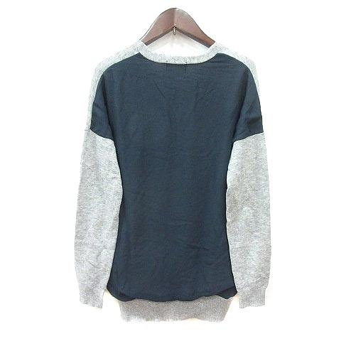 プラステ PLST カーディガン ニット 切替 2 M グレー 紺 ネイビー /MN
