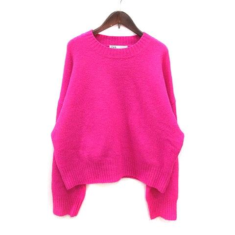 ZARA（ザラ） ニット セーター 長袖 M 蛍光ピンク ネオンピンク /MS