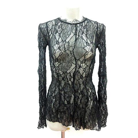 ブラック レース模様 長袖カットソー y3166.jpg