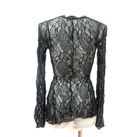 ZARA（ザラ） カットソー レース 長袖 S 黒 ブラック /MN レディース