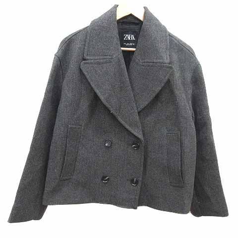 ZARA（ザラ） ショートコート ダブル 総裏地 M チャコールグレー /YK