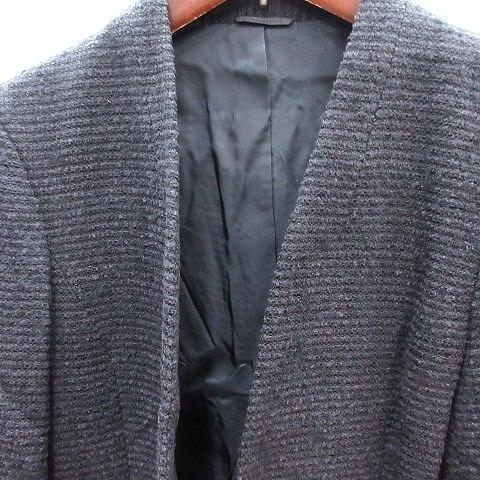 アナイ ANAYI ノーカラージャケット ツイード 総裏地 38 M 黒 ブラック