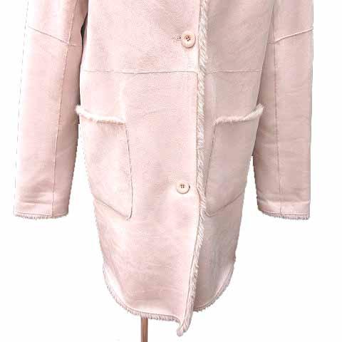 【FIGARO/フィガロ】ノーカラーカシミヤロングコート　ピンク　36/S FIGARO/フィガロ】ノーカラーカシミヤロングコート ピンク 36/S