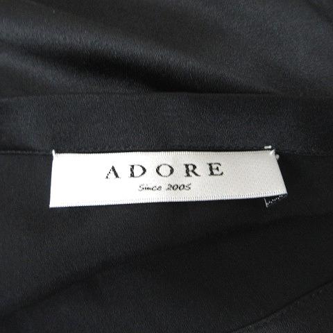 アドーア ADORE フレアスカート ひざ丈 ティアード 絹 シルク 38 M 黒