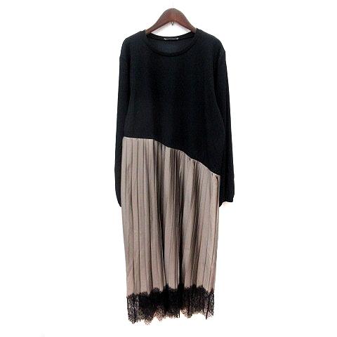 ZARA（ザラ） ワンピース ロング レース 長袖 切替 L 黒 ブラック