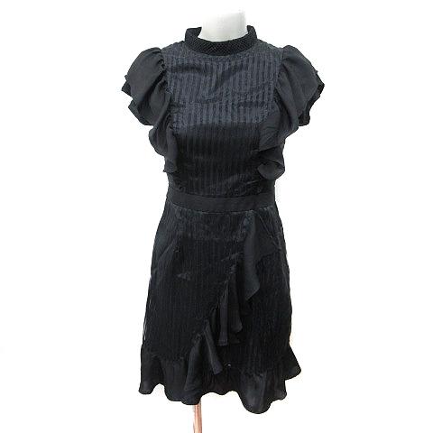 【新品】エミリアウィズ Mサイズ black×black エミリアウィズ Emira Wiz ワンピース ひざ丈 フレンチスリーブ