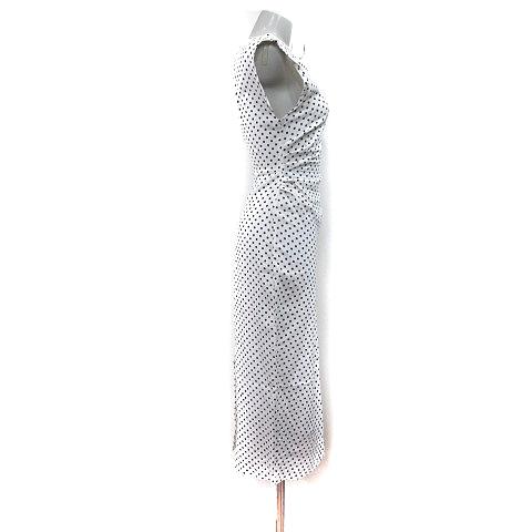 ZARA（ザラ） ワンピース ロング ノースリーブ ドット 麻 リネン 白