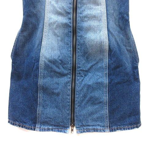 未使用【ザラ】ウォッシュ デニム ジップアップ ミニ ワンピース M 青ブルー MOUSSY（マウジー） デニムワンピース ミニ ジップアップ ウォッシュ