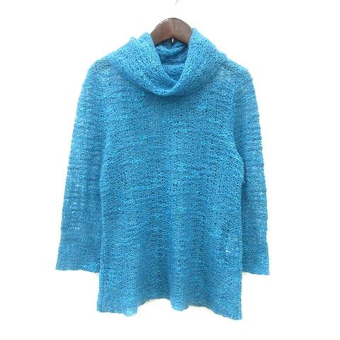 leilian - Leilian(レリアン) 長袖セーター サイズ9 M レディース - ライトブルー×白 タートルネック レリアン Leilian ニット セーター タートルネック 長袖 ウール 9 M