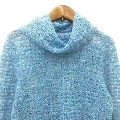 leilian - Leilian(レリアン) 長袖セーター サイズ9 M レディース - ライトブルー×白 タートルネック レリアン Leilian ニット セーター タートルネック 長袖 ウール 9 M