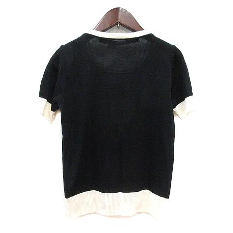 マリークワント MARY QUANT LONDON ニット カットソー 花柄 半袖 M 黒