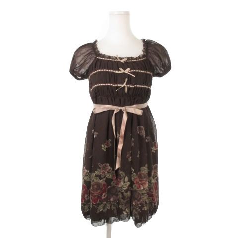 中古 レストローズ L Est Rose ワンピース ミニ スクエア 半袖 リボン レース 花柄 2 茶 ブラウン Ki6 レディース ベクトル 古着 198 ブランド古着販売のベクトル 通販 Yahoo ショッピング