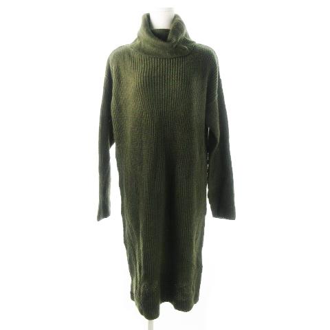 中古 セレステ ラナ Celeste Rana ワンピース ニット ひざ丈 オフタートル 長袖 F 緑 カーキ Ck7 レディース ベクトル 古着 198 ブランド古着販売のベクトル 通販 Yahoo ショッピング