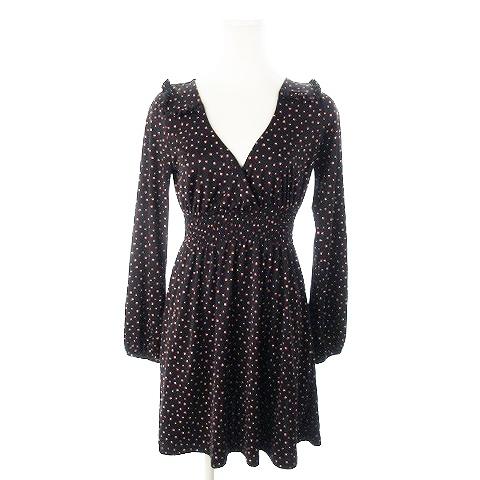 リッチ Rich ワンピース ミニ カシュクール 長袖 フリル ストレッチ ドット 総柄 黒 ブラック Ah1 レディース 198 ブランド古着販売のベクトル 通販 Yahoo ショッピング