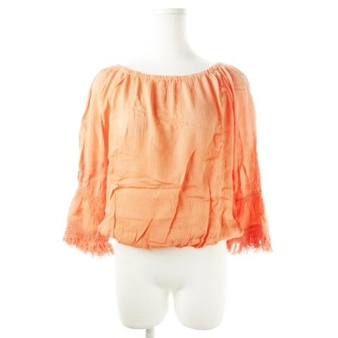 中古 アヴァンリリィ Avan Lily ブラウス ワッシャー ラウンドネック 七分袖 フリンジ ボタニカル F オレンジ Ck29 レディース ベクトル 古着 198 ブランド古着販売のベクトル 通販 Yahoo ショッピング
