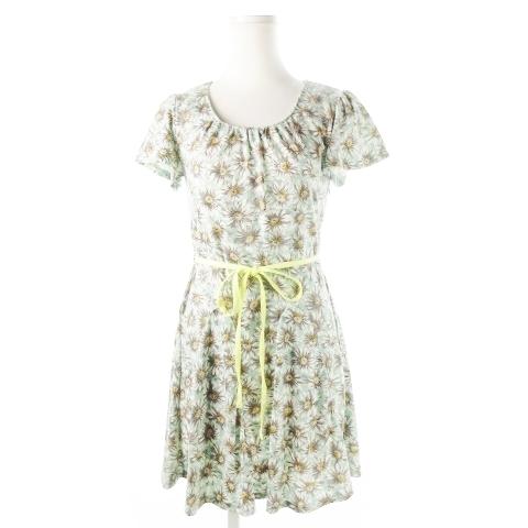 ビーラディエンス Be Radiance ワンピース ミニ 半袖 ジャージー リボン 花柄 F 緑 ミント グリーン Ck3 レディース 198 ブランド古着販売のベクトル 通販 Yahoo ショッピング