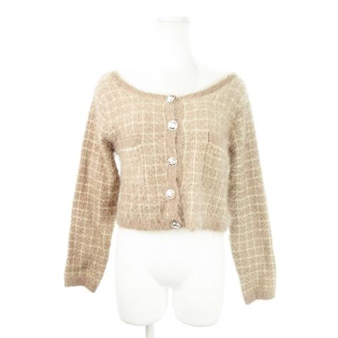 グレイル GRL カーディガン ニット シャギー デコルテ 長袖 ラメ 