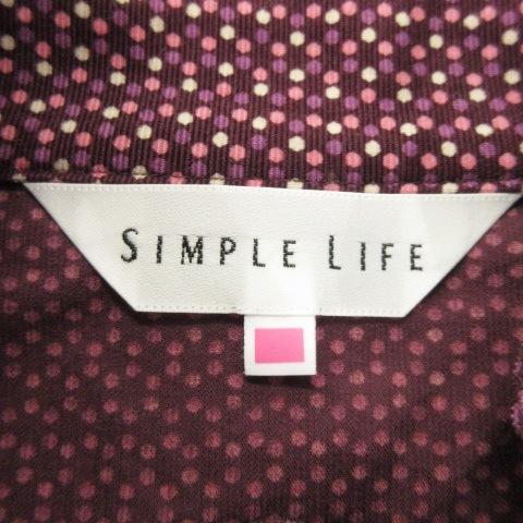 シンプルライフ SIMPLE LIFE シャツ コーデュロイ スタンドカラー 長袖 スナップボタン ドット 総柄 紫 パープル /AH16 ☆ レディース｜vectorpremium｜06