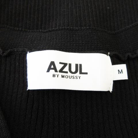 アズールバイマウジー AZUL by moussy カットソー ニットソー リブ Vネック ヘンリーネック ノースリーブ ストレッチ シャリ感 M 黒｜vectorpremium｜06