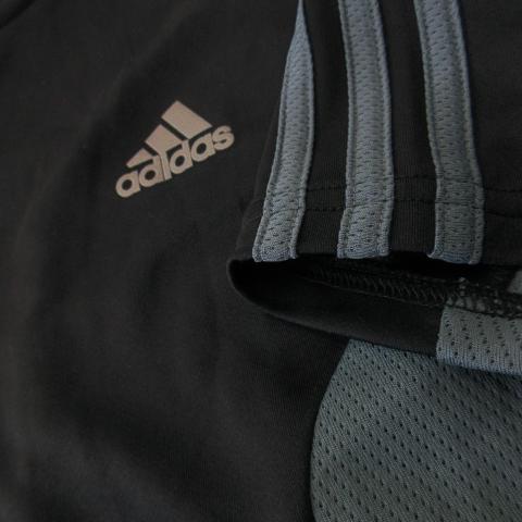 アディダス adidas CLIMACOOL Tシャツ カットソー クルーネック 半袖 切替 メッシュ ストレッチ ロゴ ライン スポーツ S 黒 ブラック｜vectorpremium｜03