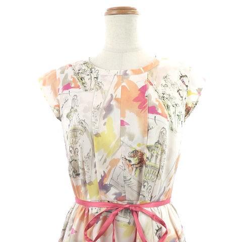 チェスティ ひざ丈ワンピ サイズ1 S ピンクベージュ ビーズ プリーツ