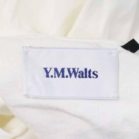 ワイエムウォルツ Y.M.WALTS ブラウス ロールカラー リボン リネン 麻 