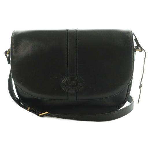 DAKS 黒 レザーバッグ ダックス DAKS ヴィンテージ ショルダーバッグ レザー フラップ 黒