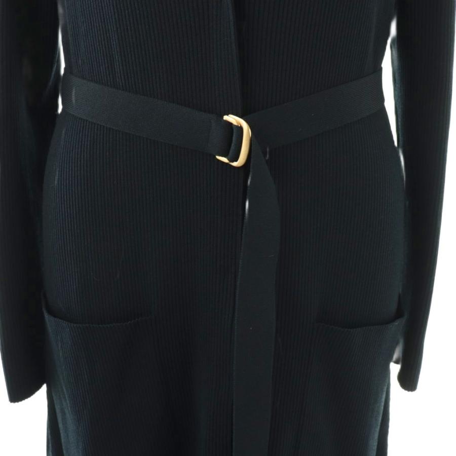 【中古】エポカ EPOCA ロングカーディガン リブニット 長袖 ベルト付き 40 ネイビー /HK ■GY49 レディース エポカ EPOCA ロングカーディガン リブニット 長袖 ベルト付き 40