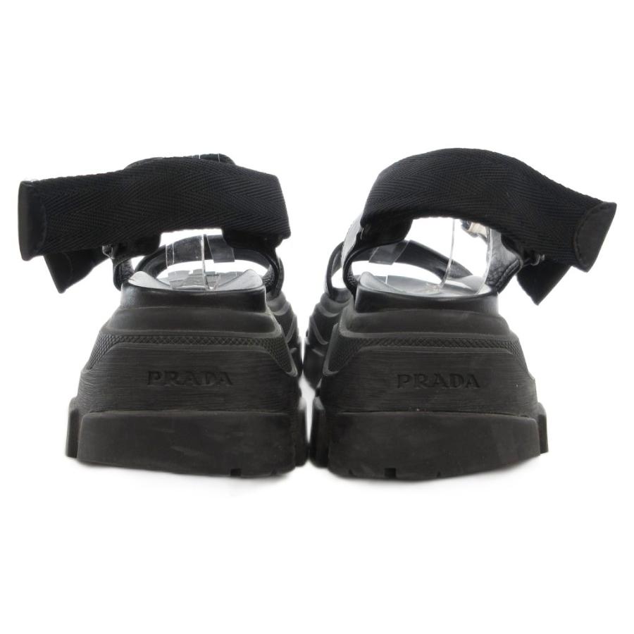 PRADA（プラダ） プラットフォーム サンダル ロゴバックル レザー 37