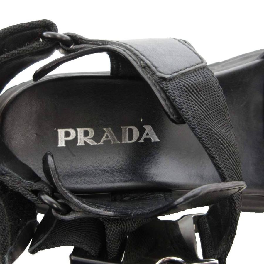 PRADA（プラダ） プラットフォーム サンダル ロゴバックル レザー 37